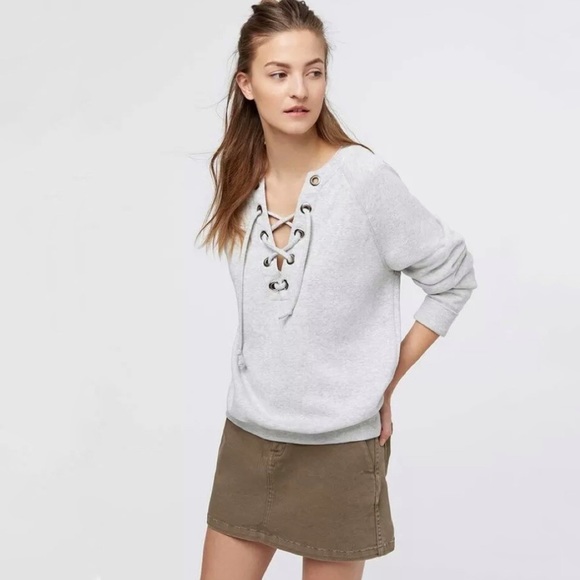Rebecca Minkoff Tops - Rebecca Minkoff Grey Lace Up Sweatshirt